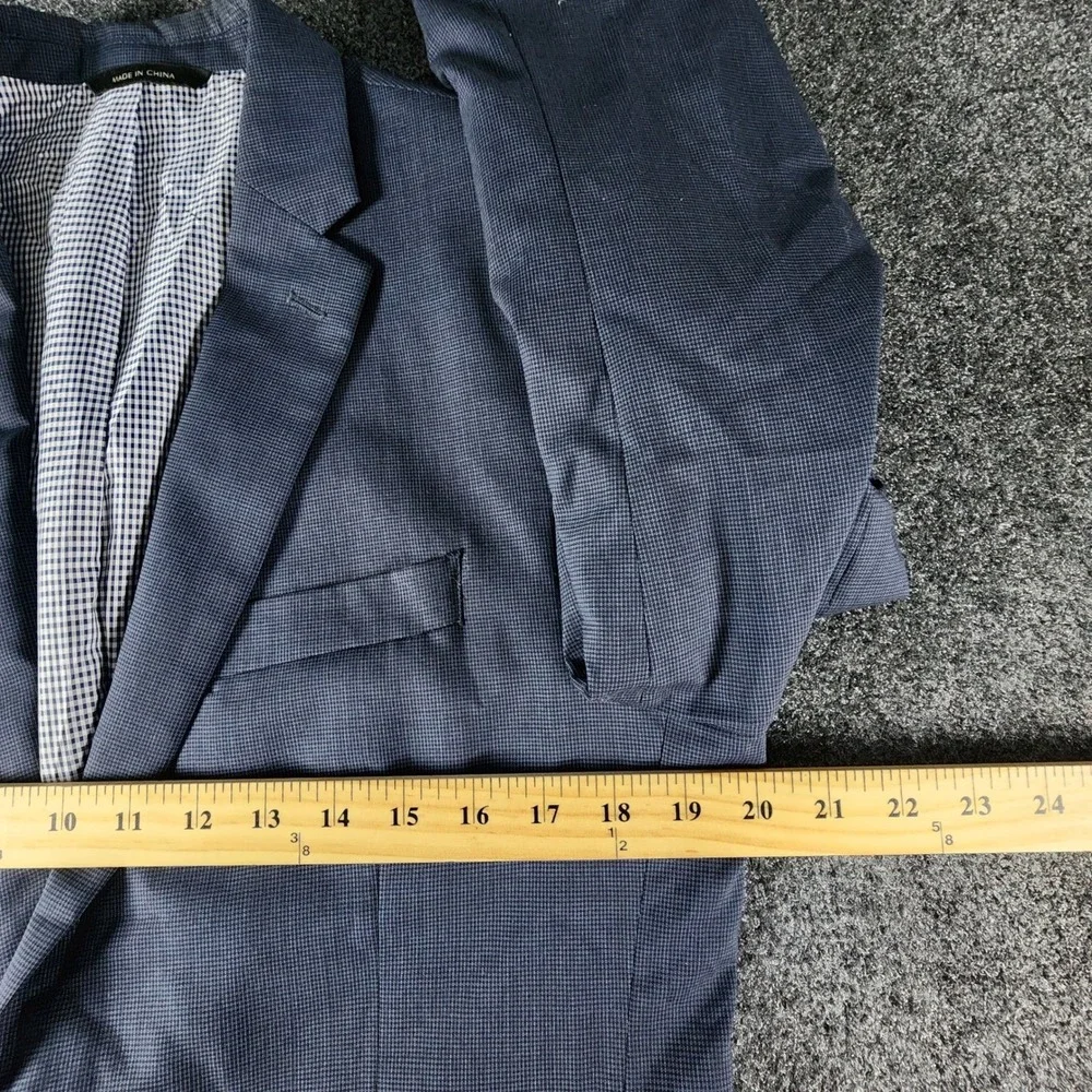 Banana Republic Mens 40R Tailored Fit Wool‎ Blazer Blue Micro Check Sport Coat